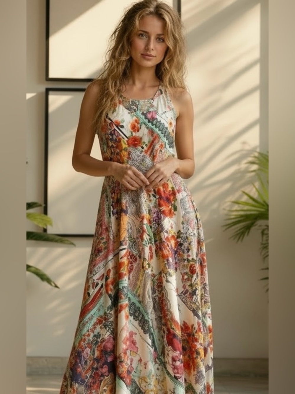 Johnny Was Regina Floral
Patchwork Satin Maxi Dress - Size
Small